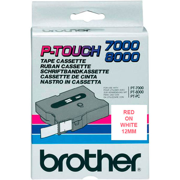 Image for BROTHER TX-232 LAMINATED LABELLING TAPE 12MM RED ON WHITE from Two Bays Office National