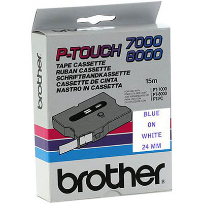 Image for BROTHER TX-253 LAMINATED LABELLING TAPE 24MM BLUE ON WHITE from Two Bays Office National