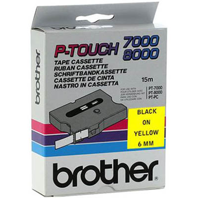Image for BROTHER TX-611 LAMINATED LABELLING TAPE 6MM BLACK ON YELLOW from Two Bays Office National