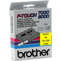 brother tx-621 laminated labelling tape 9mm black on yellow