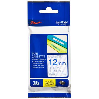 Image for BROTHER TZE-133 LAMINATED LABELLING TAPE 12MM BLUE ON CLEAR from Office National