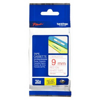 Image for BROTHER TZE-222 LAMINATED LABELLING TAPE 9MM RED ON WHITE from OFFICE NATIONAL CANNING VALE