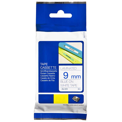 Image for BROTHER TZE-223 LAMINATED LABELLING TAPE 9MM BLUE ON WHITE from Office National