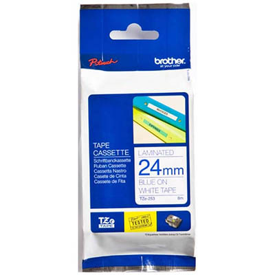 Image for BROTHER TZE-253 LAMINATED LABELLING TAPE 24MM BLUE ON WHITE from Copylink Office National