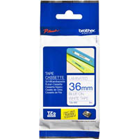 brother tze-263 laminated labelling tape 36mm blue on white