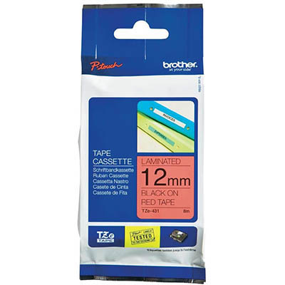 Image for BROTHER TZE-431 LAMINATED LABELLING TAPE 12MM BLACK ON RED from Discount Office National