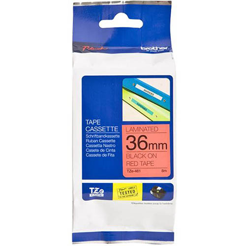 Image for BROTHER TZE-461 LAMINATED LABELLING TAPE 36MM BLACK ON RED from OFFICE NATIONAL CANNING VALE