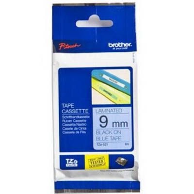 Image for BROTHER TZE-521 LAMINATED LABELLING TAPE 9MM BLACK ON BLUE from OFFICE NATIONAL CANNING VALE