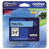 brother tze-541 laminated labelling tape 18mm black on blue