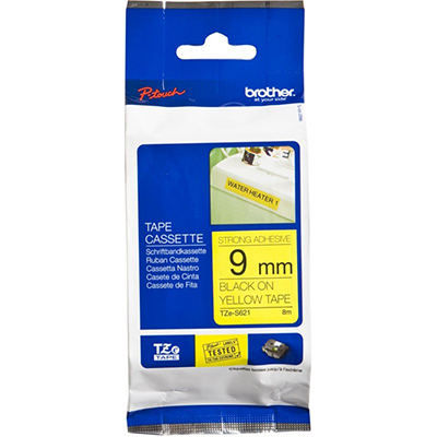 Image for BROTHER TZE-621 LAMINATED LABELLING TAPE 9MM BLACK ON YELLOW from OFFICE NATIONAL CANNING VALE