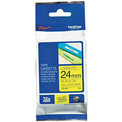 Image for BROTHER TZE-651 LAMINATED LABELLING TAPE 24MM BLACK ON YELLOW from OFFICE NATIONAL CANNING VALE