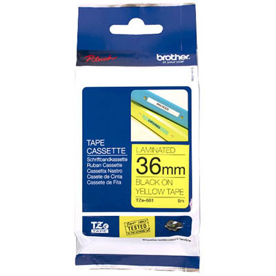 Image for BROTHER TZE-661 LAMINATED LABELLING TAPE 36MM BLACK ON YELLOW from Emerald Office Supplies Office National