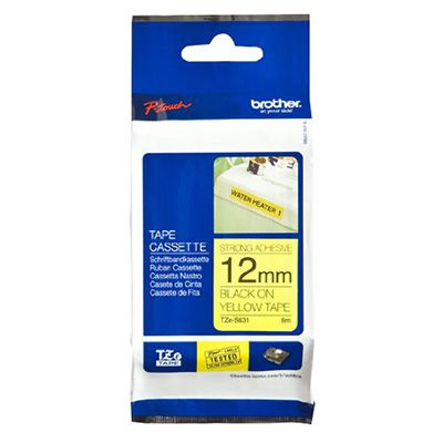 Image for BROTHER TZE-S631 STRONG ADHESIVE LABELLING TAPE 12MM BLACK ON YELLOW from Chris Humphrey Office National