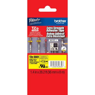 Image for BROTHER TZE-S661 STRONG ADHESIVE LABELLING TAPE 36MM BLACK ON YELLOW from Emerald Office Supplies Office National