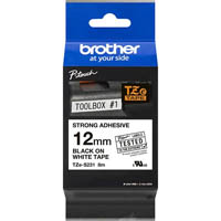 brother tze-s231 strong adhesive labelling tape 12mm black on white