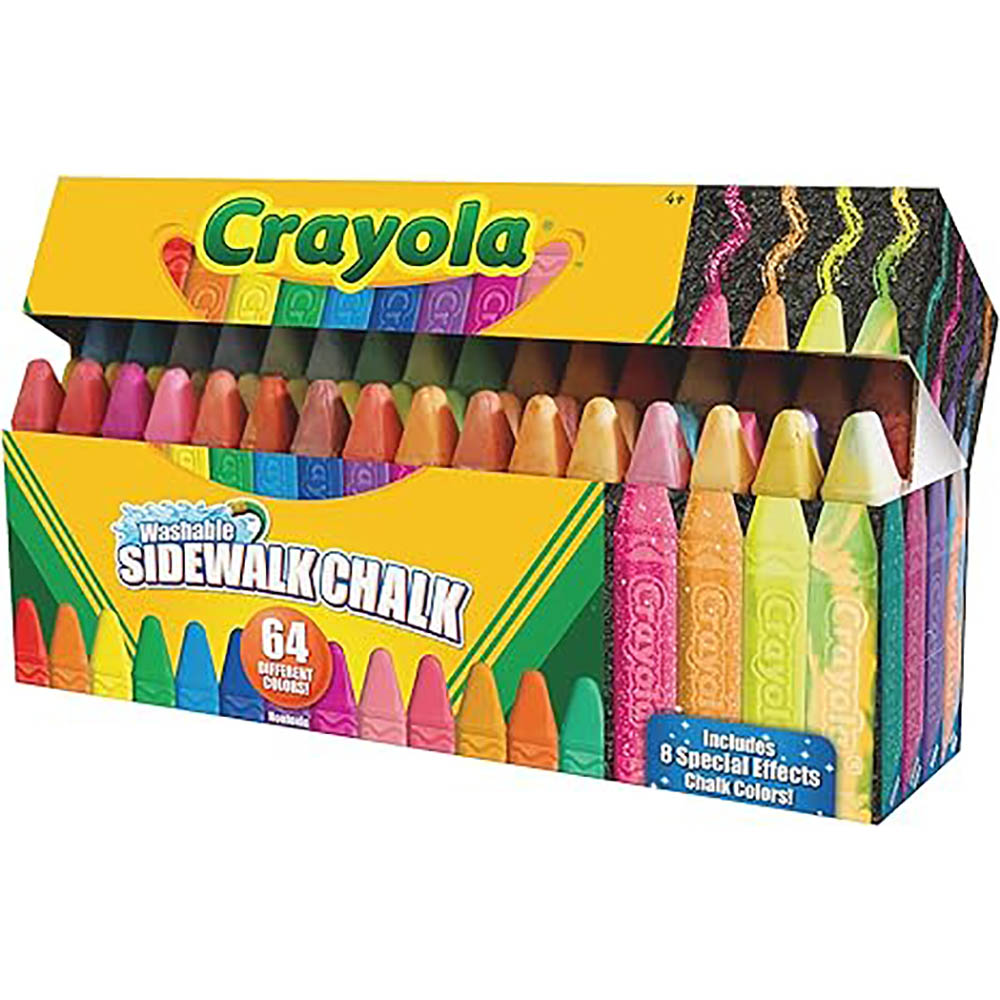 Image for CRAYOLA WASHABLE SIDEWALK CHALKS ASSORTED PACK OF 64 from OFFICE NATIONAL CANNING VALE