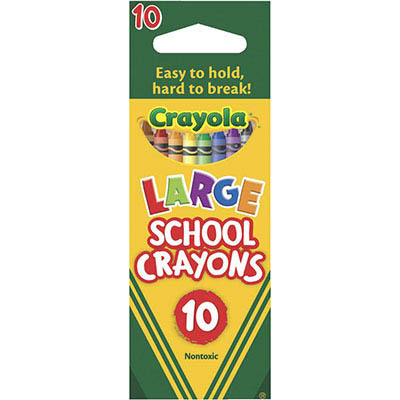 Image for CRAYOLA LARGE SCHOOL CRAYONS ASSORTED PACK 10 from OFFICE NATIONAL CANNING VALE