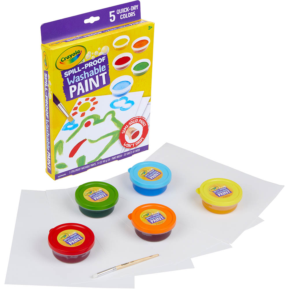 Image for CRAYOLA SPILL PROOF WASHABLE PAINT KIT ASSORTED PACK 5 from Ezi Office Supplies Gold Coast Office National