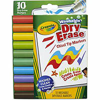 crayola washable markers dry erase assotrted pack of 10