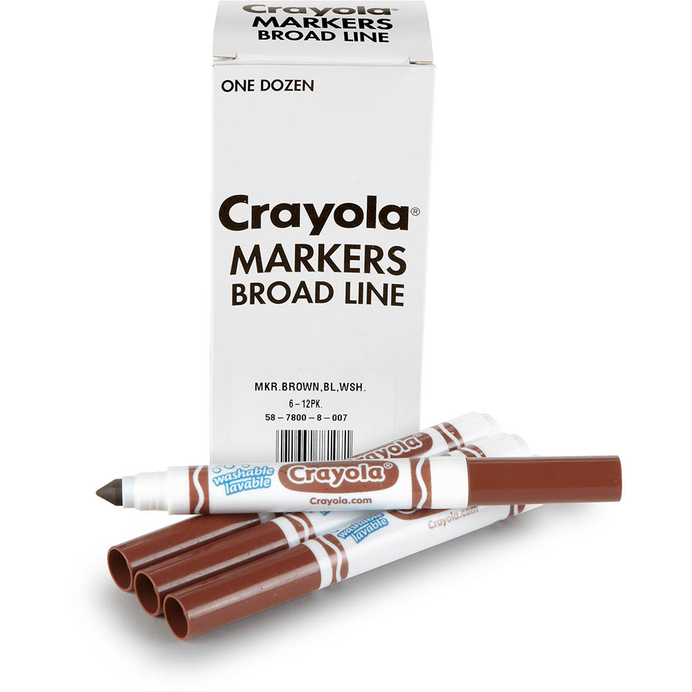 Image for CRAYOLA ULTRA-CLEAN WASHABLE MARKERS BROAD BROWN BOX 12 from Surry Office National