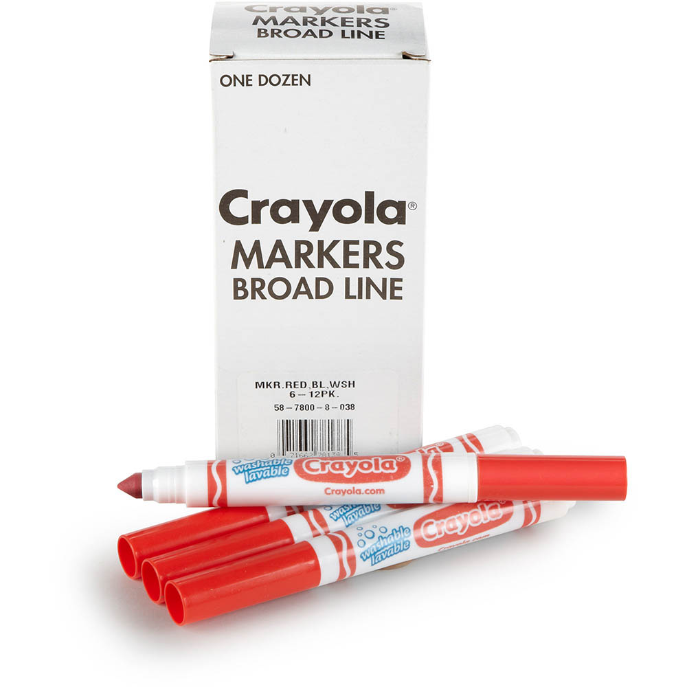 Image for CRAYOLA ULTRA-CLEAN WASHABLE MARKERS BROAD RED BOX 12 from OFFICE NATIONAL CANNING VALE