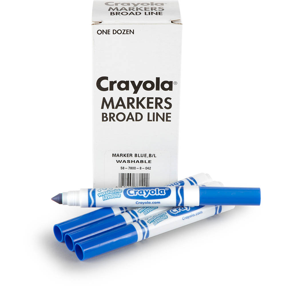 Image for CRAYOLA ULTRA-CLEAN WASHABLE MARKERS BROAD BLUE BOX 12 from OFFICE NATIONAL CANNING VALE