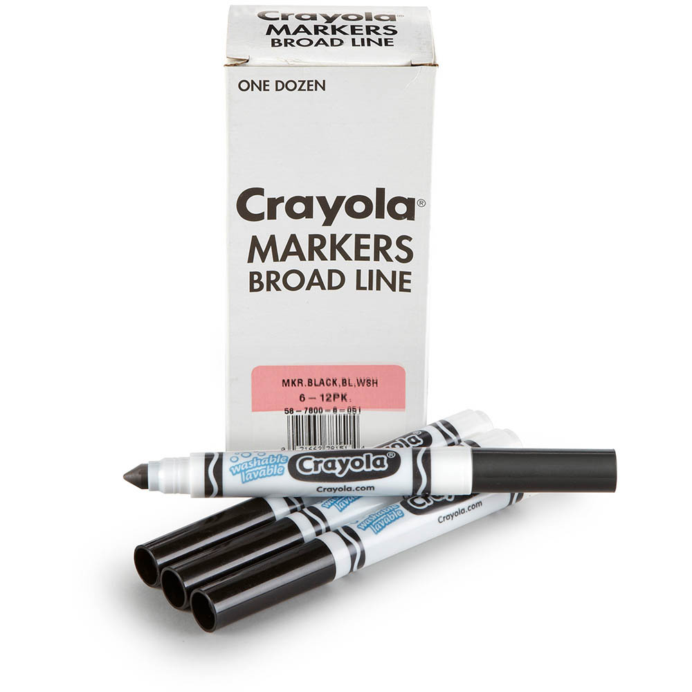 Image for CRAYOLA ULTRA-CLEAN WASHABLE MARKERS BROAD BLACK BOX 12 from OFFICE NATIONAL CANNING VALE