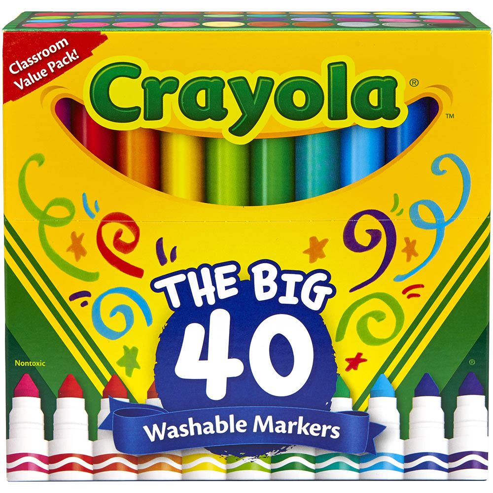 Image for CRAYOLA THE BIG 40 WASHABLE MARKERS ASSORTED PACK 40 from Aztec Office National Melbourne