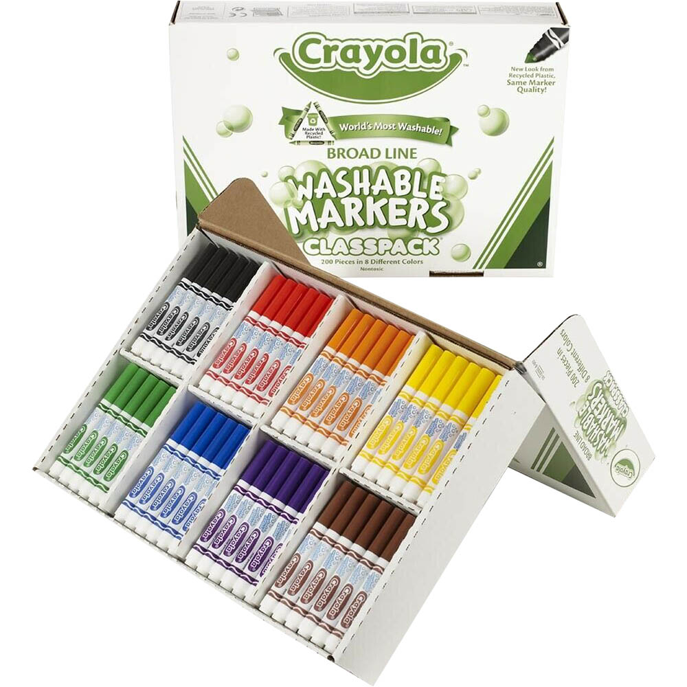 Image for CRAYOLA WASHABLE MARKERS CLASSIC ASSORTED CLASSPACK 200 from PaperChase Office National