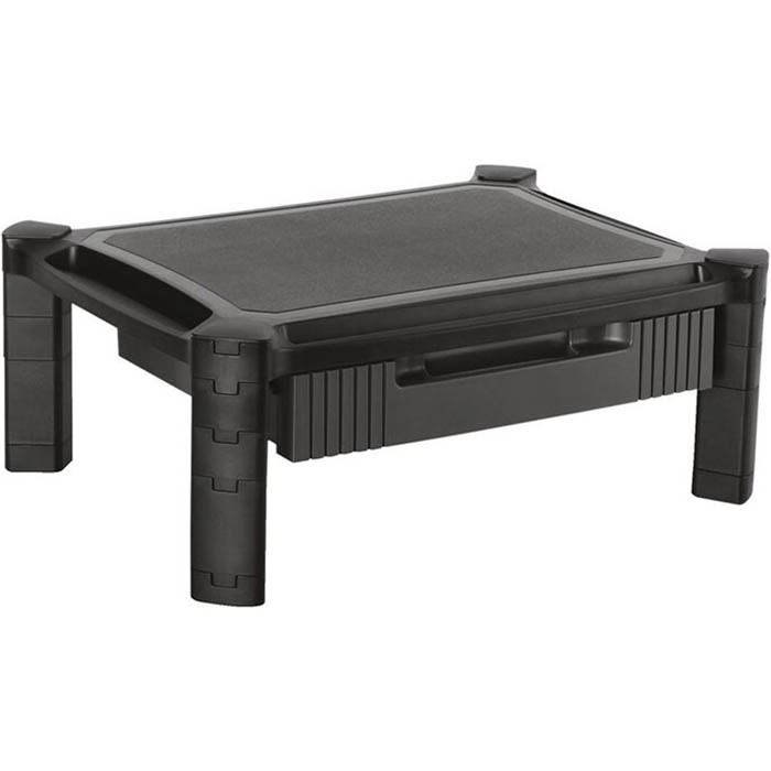 Image for BRATECK HEIGHT ADJUSTABLE MONITOR RISER WITH DRAWER BLACK from Two Bays Office National