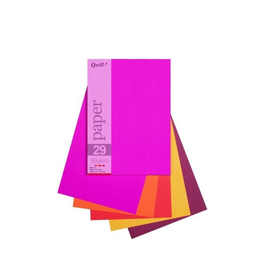 Image for QUILL COLOURED PAPER 80GSM A5 HOT ASSORTED PACK 250 from Complete Stationery Office National (Devonport & Burnie)