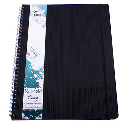 Image for QUILL VISUAL ART DIARY 125GSM 120 PAGE A3 PP BLACK from Mackay Business Machines (MBM) Office National