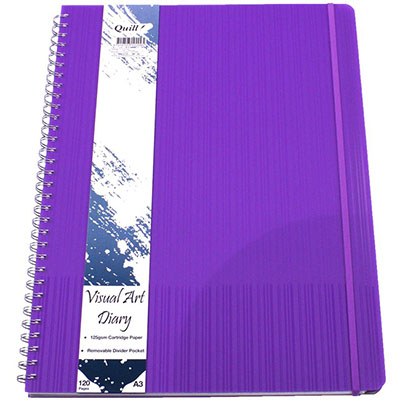 Image for QUILL VISUAL ART DIARY 125GSM 120 PAGE A3 PP VIOLET from OFFICE NATIONAL CANNING VALE