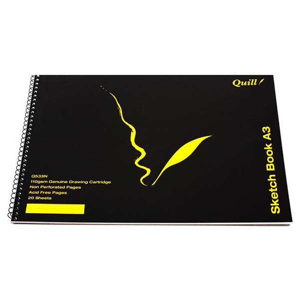 Image for QUILL SKETCH BOOK PP SHORT SIDE BOUND 110GSM A3 20 SHEETS BLACK from Mackay Business Machines (MBM) Office National
