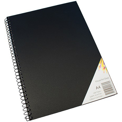 Image for QUILL VISUAL ART DIARY 110GSM 200 PAGE A4 PP BLACK from Discount Office National