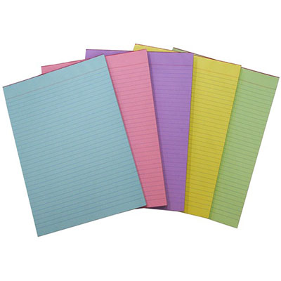 Image for QUILL RULED BOND PAD 70GSM 70 LEAF A4 ASSORTED PACK 5 from Office National Perth CBD