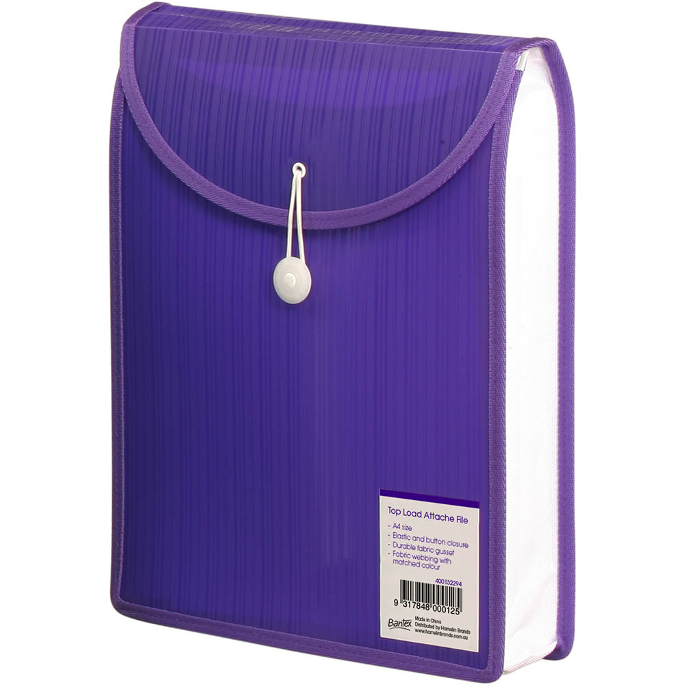 Image for BANTEX ATTACHE FILE CASE ELASTIC CLOSURE A4 VIOLET from Pirie Office National