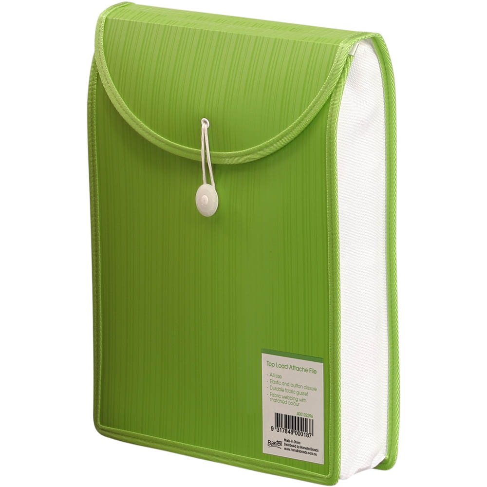 Image for BANTEX ATTACHE FILE CASE ELASTIC CLOSURE A4 GREEN from Pirie Office National