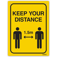 durus wall sign social distance rectangle 225 x 300mm black/yellow