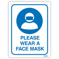 durus wall sign please wear a face mask rectangle 225 x 300mm blue/white
