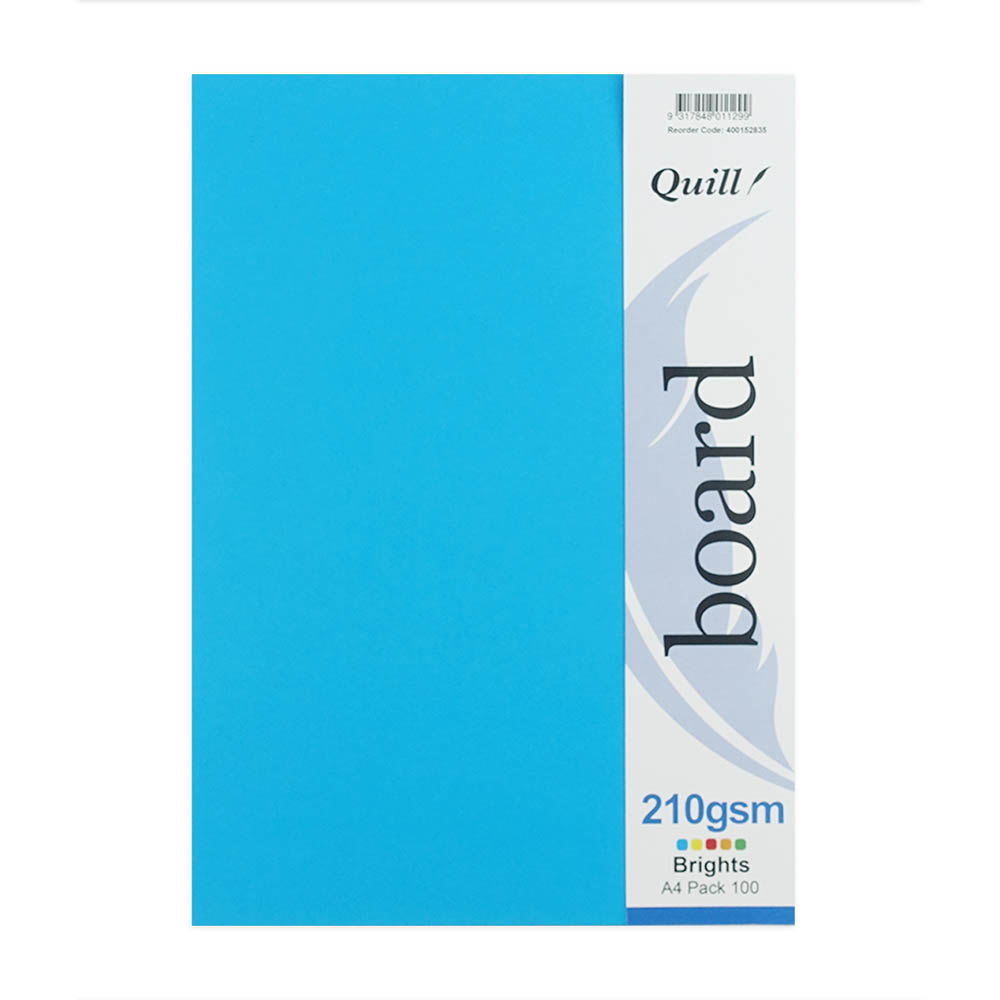 Image for QUILL COLOURBOARD 210GSM A4 BRIGHT ASSORTED PACK 100 from Office National Sydney Stationery