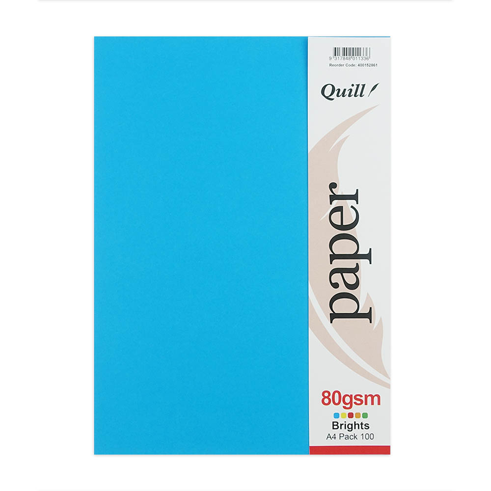 Image for QUILL PAPER 80GSM A4 BRIGHTS ASSORTED PACK 100 from Surry Office National