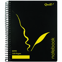 quill notebook 70gsm pp 120 page 222 x 178mm black