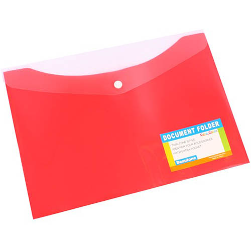 Image for BEAUTONE DOCUMENT FOLDER BUTTON CLOSURE A4 RED from Axsel Office National