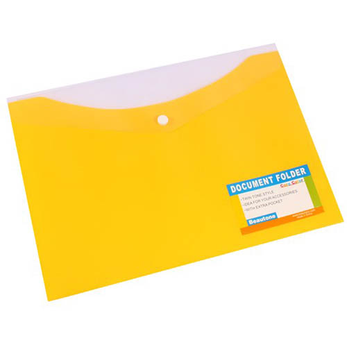 Image for BANTEX DOCUMENT FOLDER BUTTON CLOSURE A4 BANANA from OFFICE NATIONAL CANNING VALE