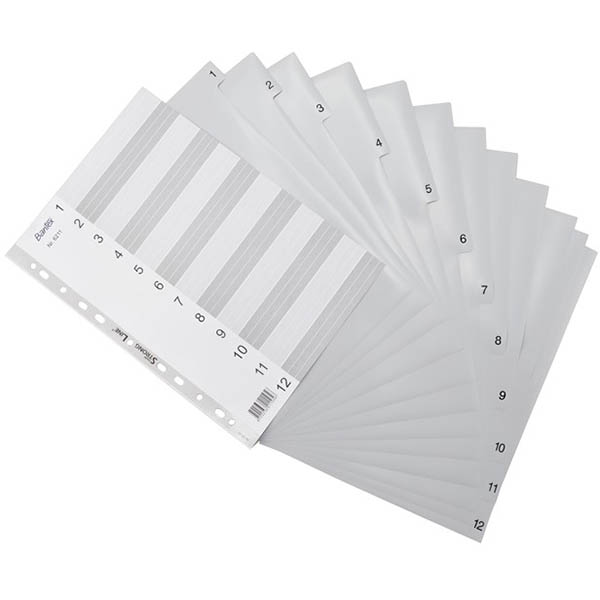 Image for BANTEX PP INDEX DIVIDER 1-12 TAB A4 GREY from Discount Office National