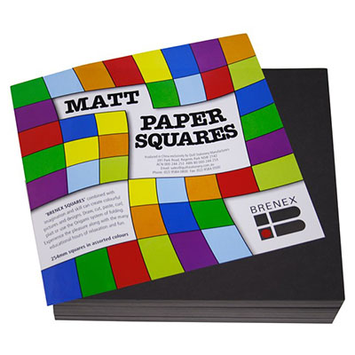 Image for BRENEX MATT SQUARE PAPER SHAPES SINGLE SIDE 254 X 254MM BLACK PACK 360 from Ezi Office Supplies Gold Coast Office National