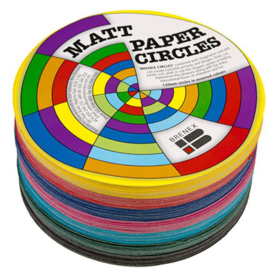 Image for BRENEX MATT CIRCLE PAPER SHAPES DOUBLE SIDE 180MM ASSORTED PACK 500 from Office National Hobart
