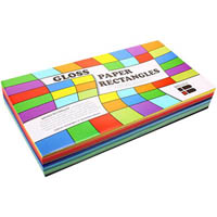 brenex glossy rectangle paper shapes single side 250 x 125mm assorted pack 360