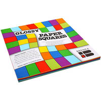 brenex gloss square paper shapes single side 254 x 254mm assorted pack 100
